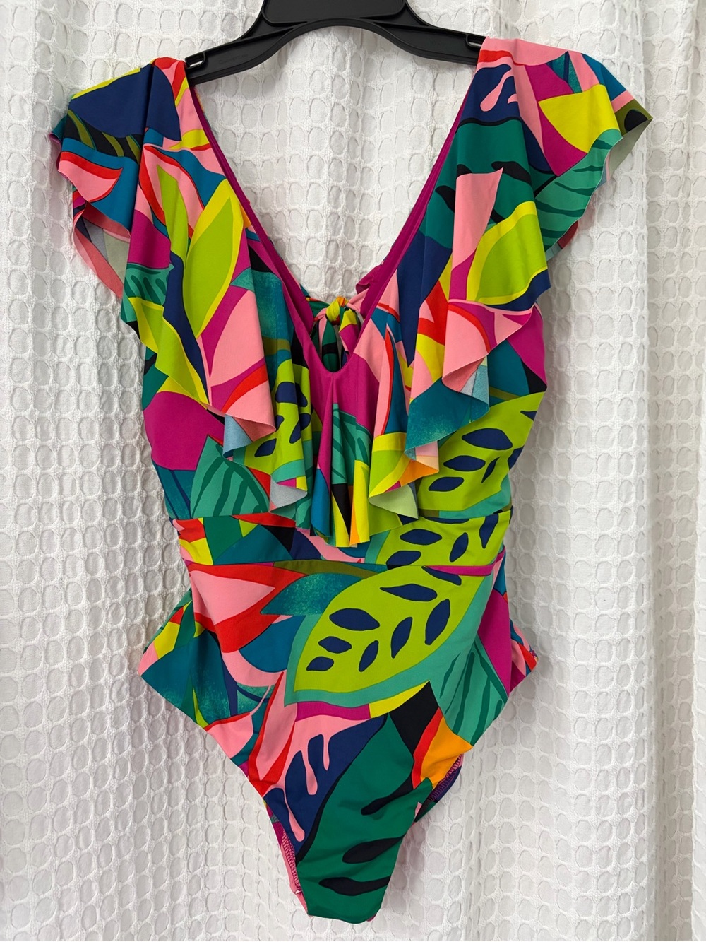 Trina Turk Multicolor Tropical Leaf Ruffle One-Piece Swimsuit